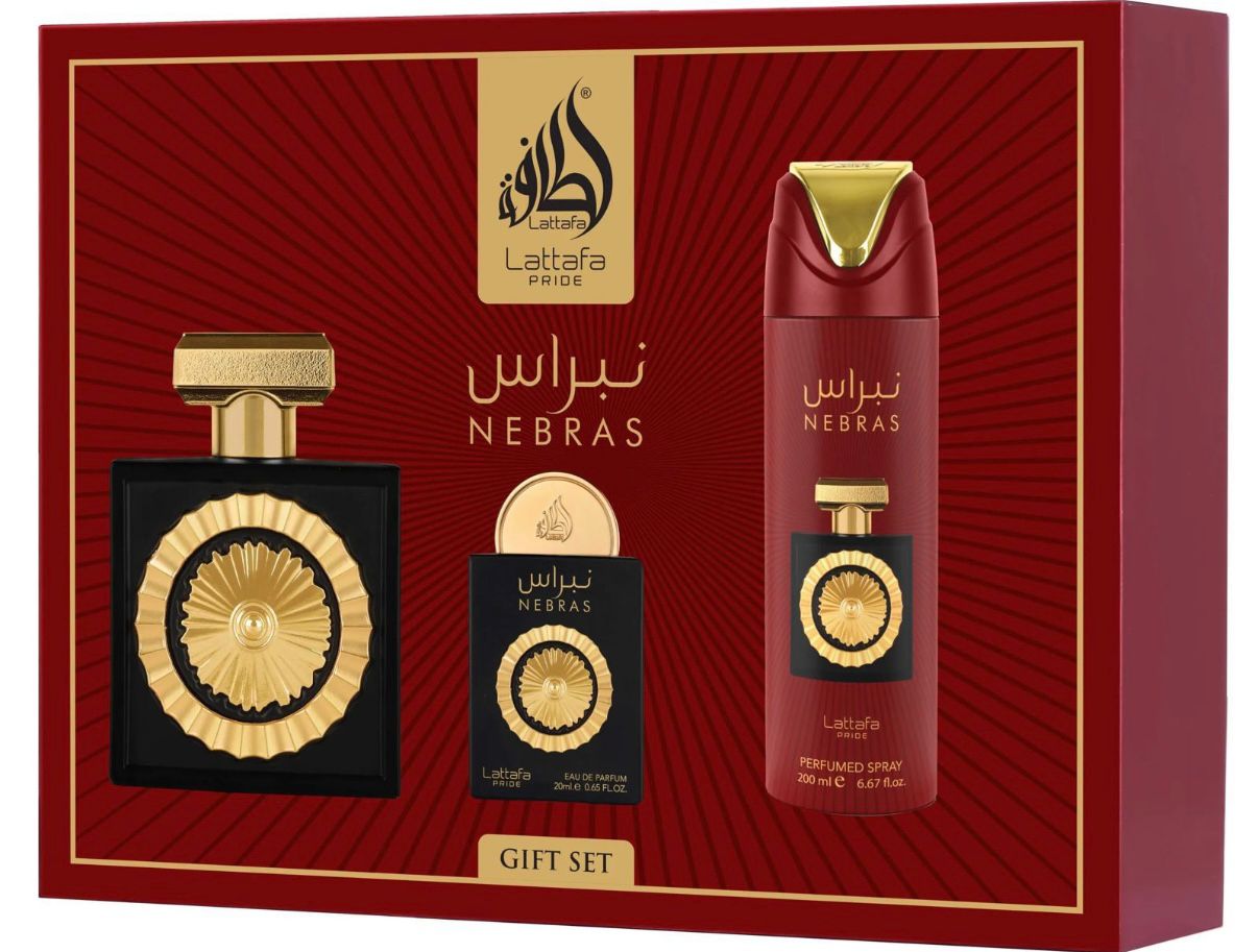 Lattafa Pride Nebras Gift Set – Luxury Perfume Set (100ml EDP + 200ml Spray + 20ml Mini)